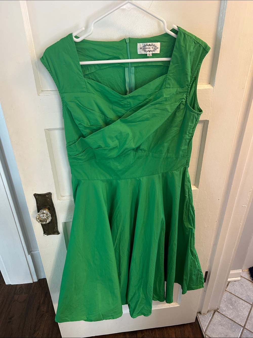Maggie Tang Emerald Green Sleeveless Midi Dress
